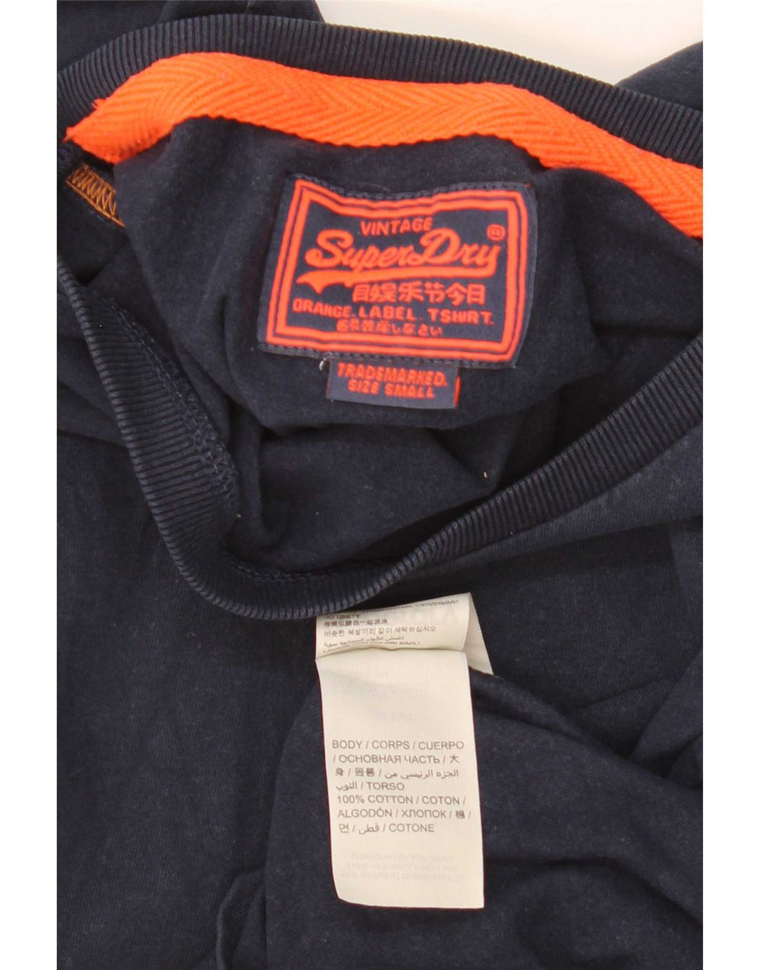 Superdry Herren T-Shirt Top Small Marineblau Baumwolle