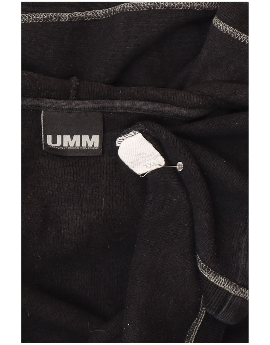 UMM Herren-Strickjacke mit Kapuze, 2XL, schwarze Baumwolle