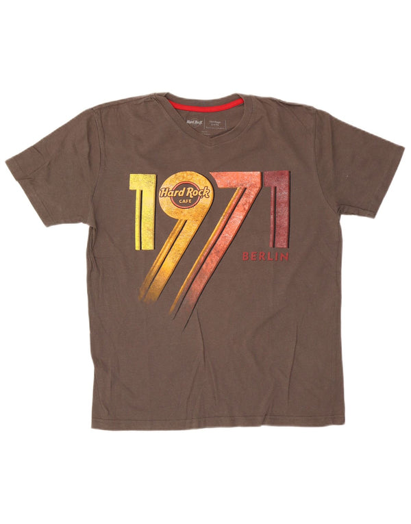 Hard Rock Cafe Herren Berlin Graphic T-Shirt Top Small Braun Baumwolle