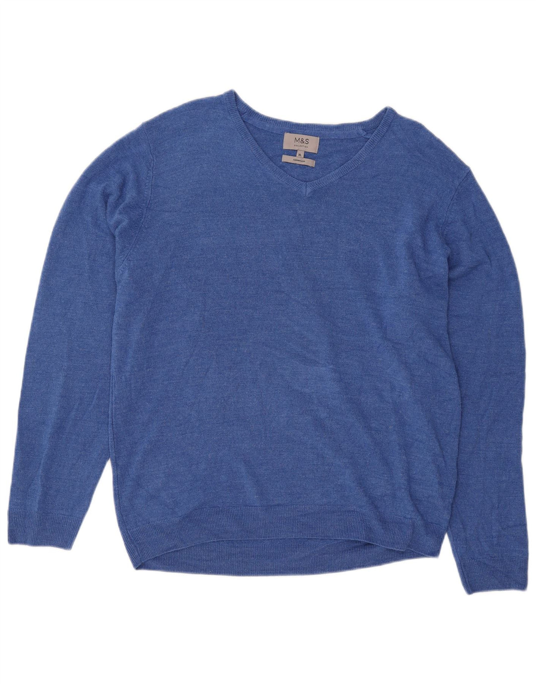 Marks & Spencer Herren-Pullover mit V-Ausschnitt, XL, blaues Acryl