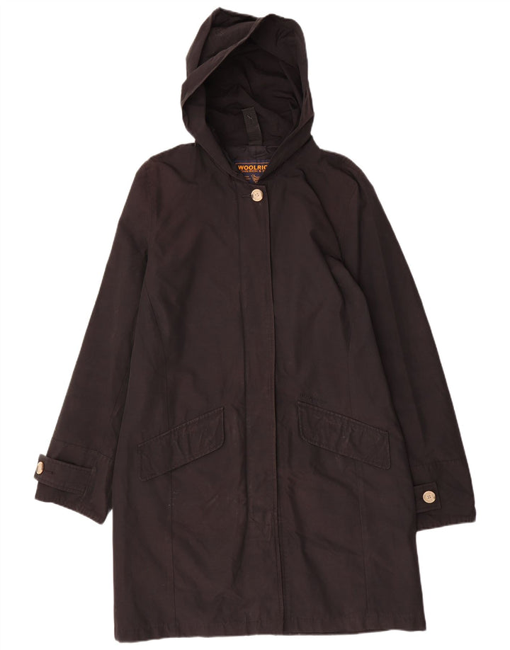 Woolrich Damen-Mantel mit Kapuze, UK 16, Größe L, Schwarz, Baumwolle