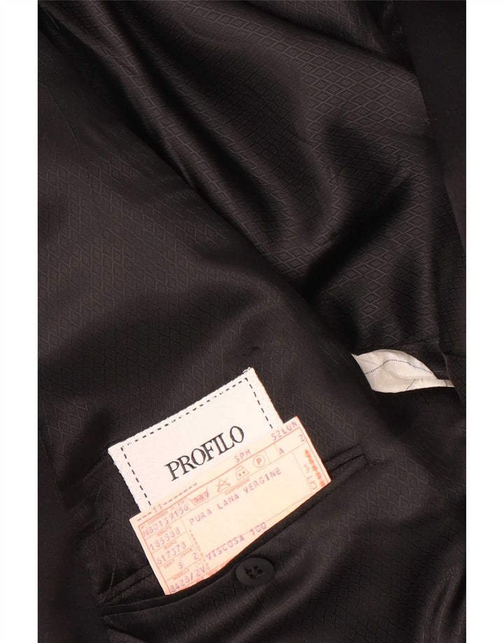 Profilo Herren-Blazer, zweireihig, IT 52, XL, schwarze Wolle