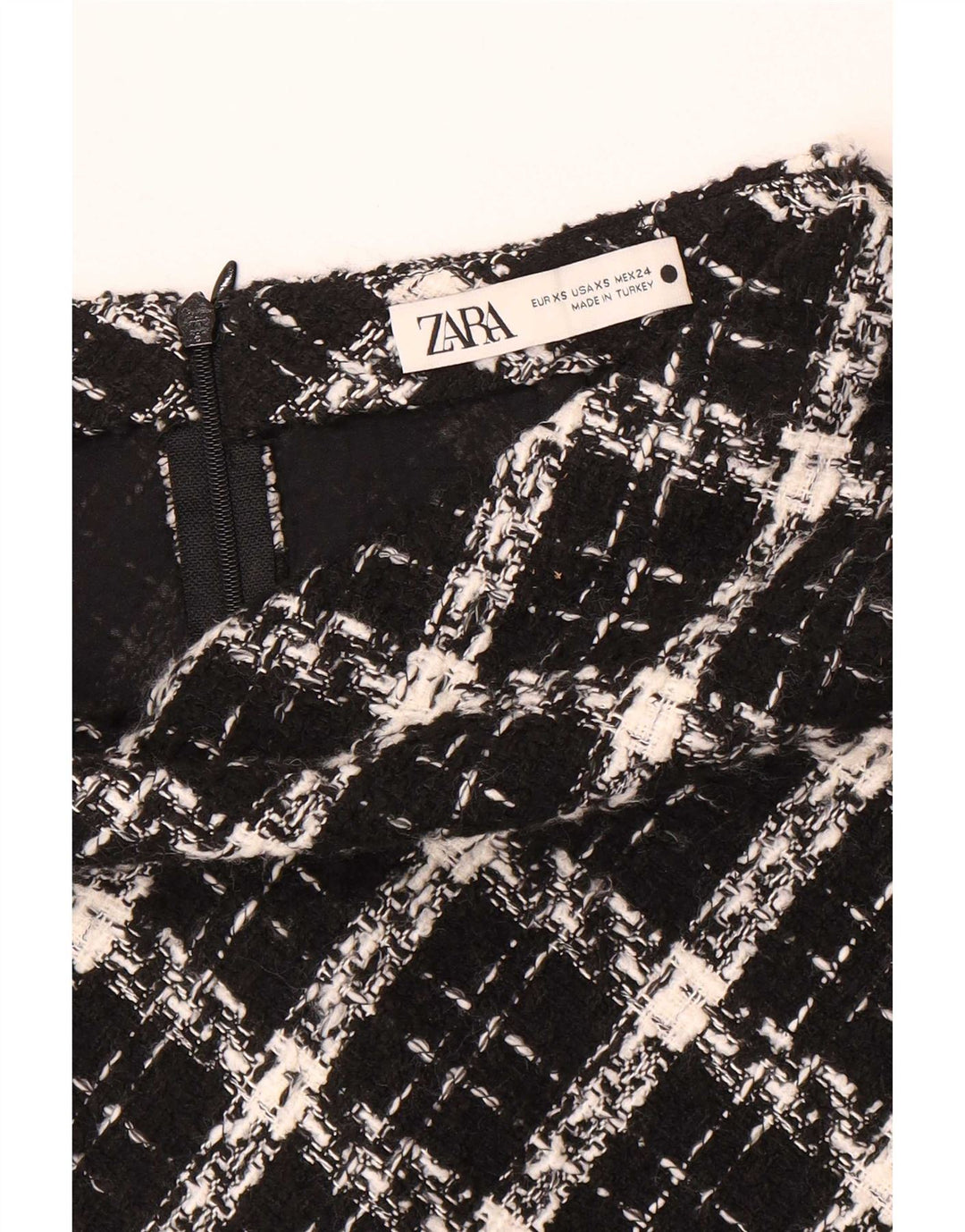 Zara Damen Minirock XS W24 Schwarz kariert