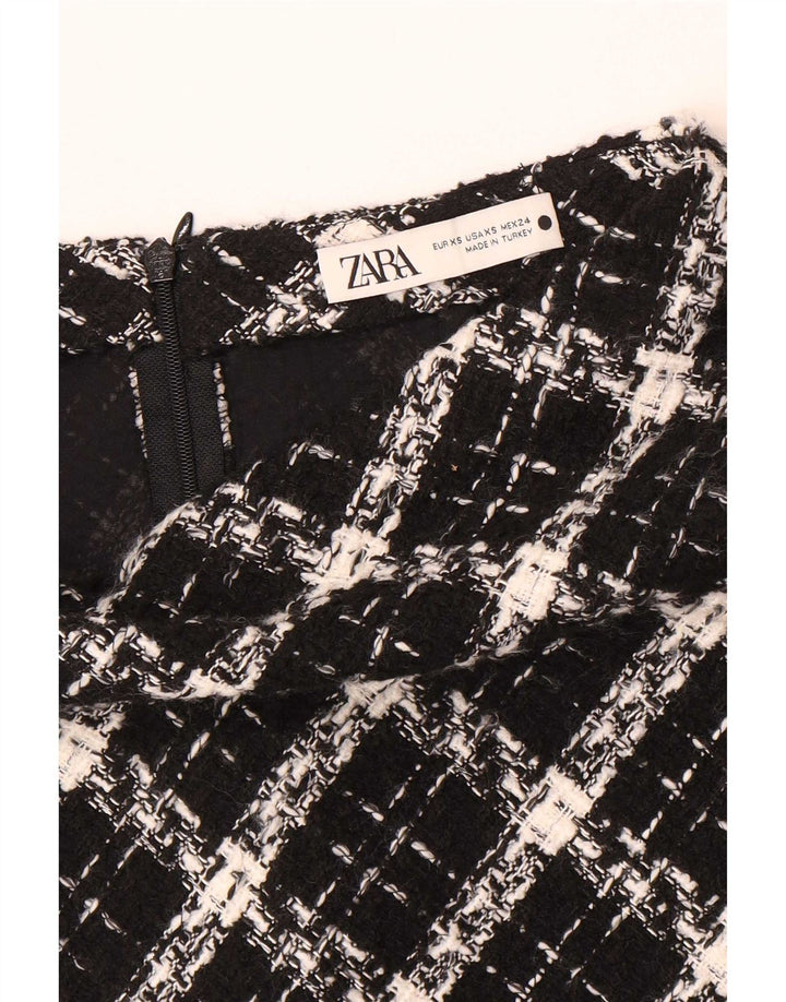 Zara Damen Minirock XS W24 Schwarz kariert