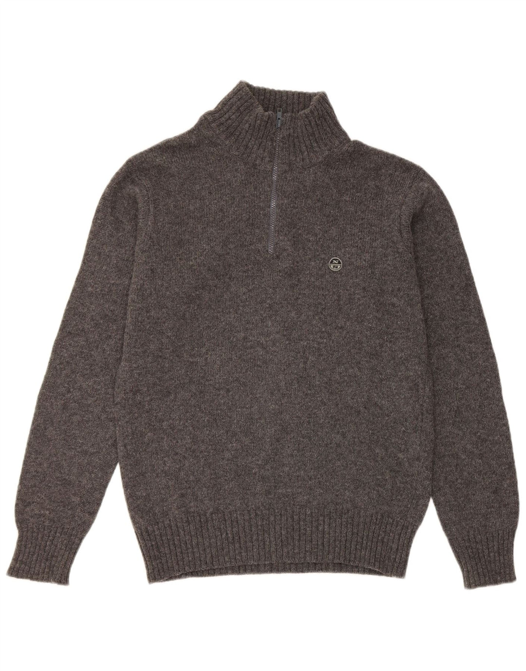 North Sails Herren-Pullover mit Reißverschluss am Hals, groß, grau gefleckt
