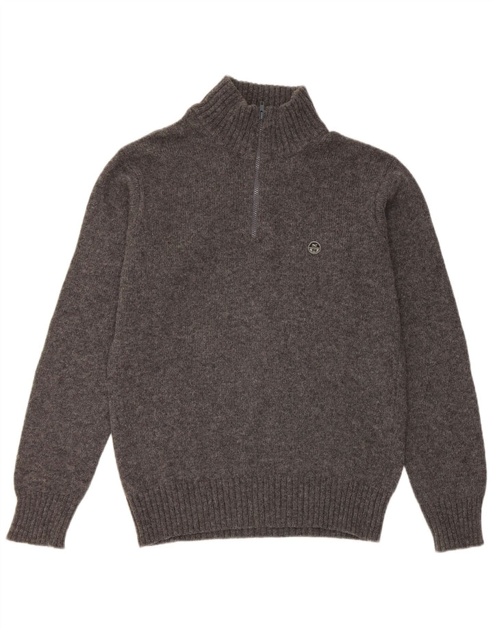 North Sails Herren-Pullover mit Reißverschluss am Hals, groß, grau gefleckt
