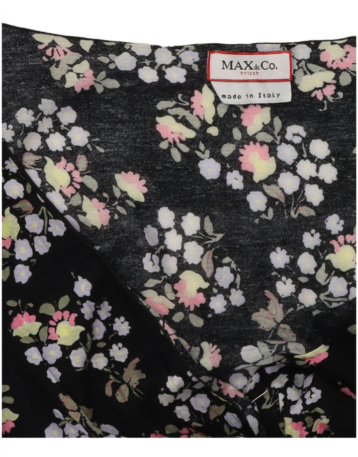 Max & Co. Damen-Blusenoberteil, Gr. 10, Größe S, Schwarz, Blumenmuster