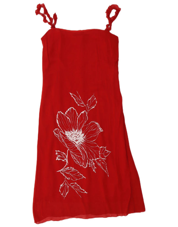Valentino Damen Slip-Kleid UK 10 Kleines rotes Blumenmuster aus Synthetik