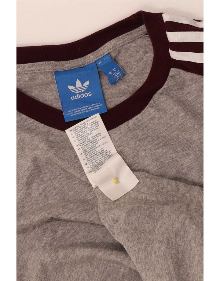 Adidas Herren T-Shirt Top Mittelgraue Colourblock-Baumwolle