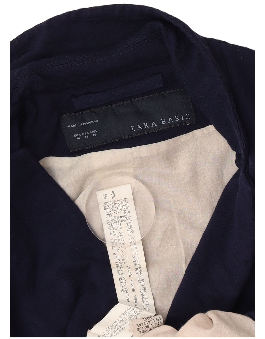 Zara Damen 1-Knopf-Blazerjacke UK 12 Mittelmarineblaue Viskose
