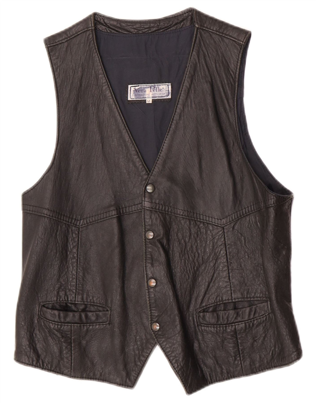 Vintage Herren Lederweste Mittelschwarzes Leder