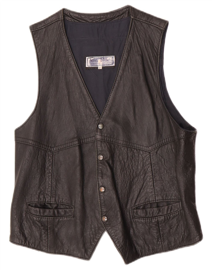 Vintage Herren Lederweste Mittelschwarzes Leder