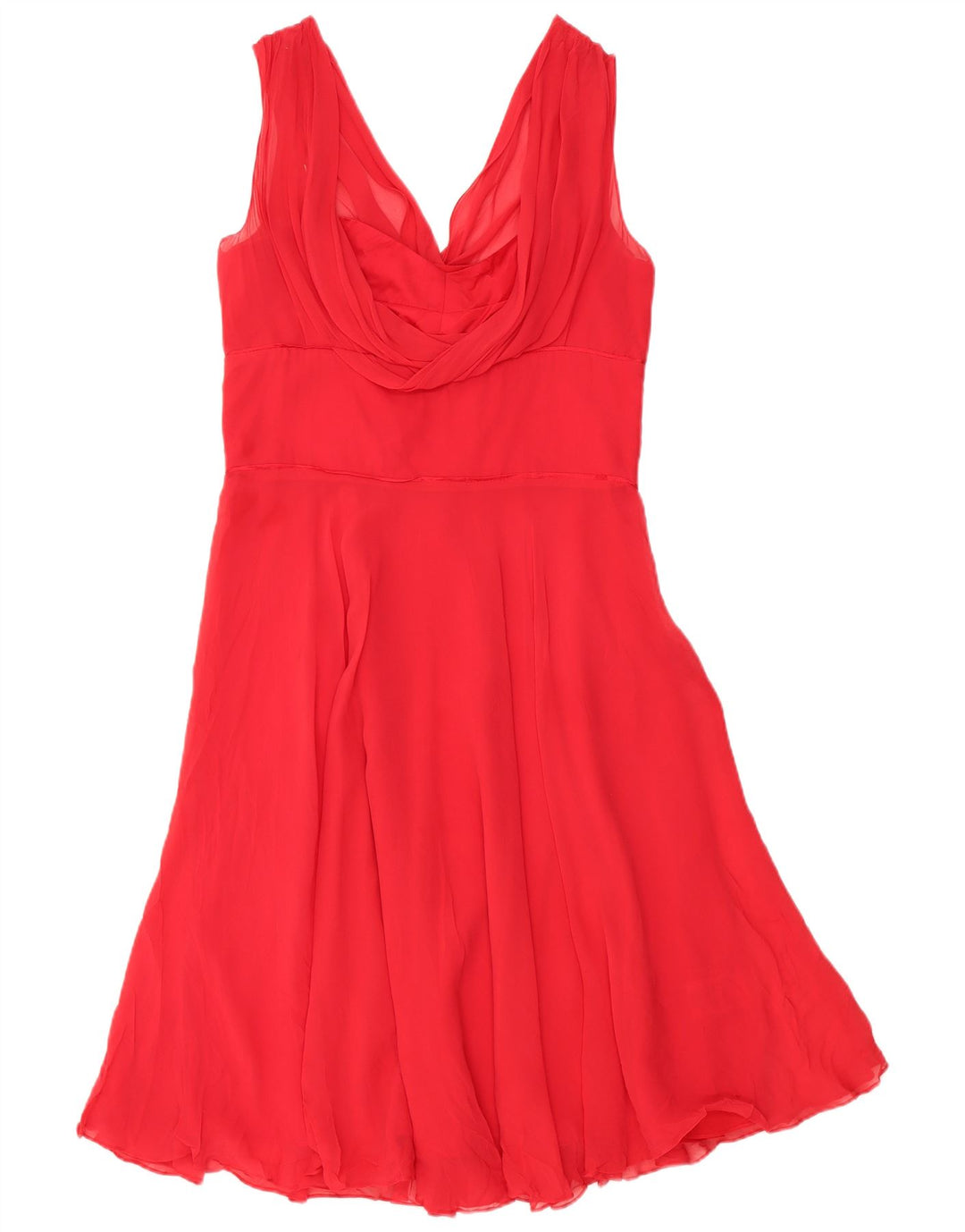 Ted Baker Damen ärmelloses A-Linien-Kleid, Größe 4, große rote Seide