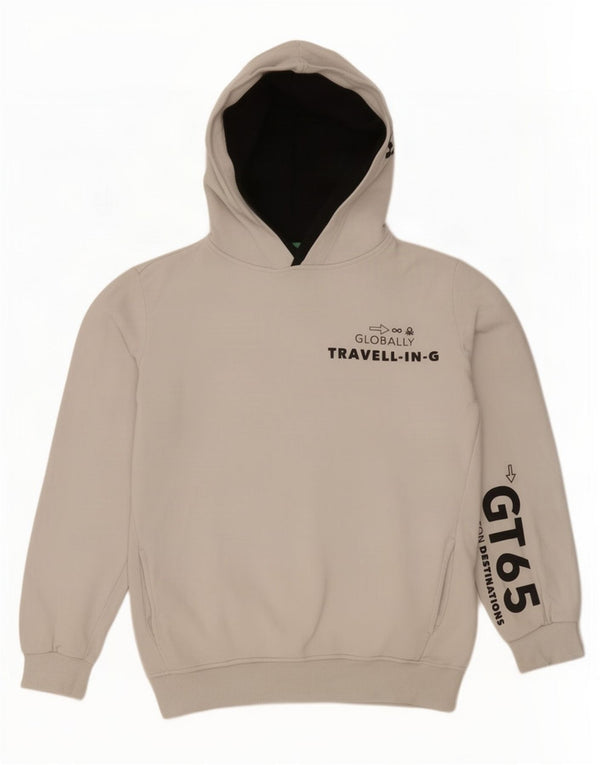 Benetton Jungen-Pullover mit grafischem Kapuzenpullover, 11–12 Jahre, 2XL, weiße Baumwolle