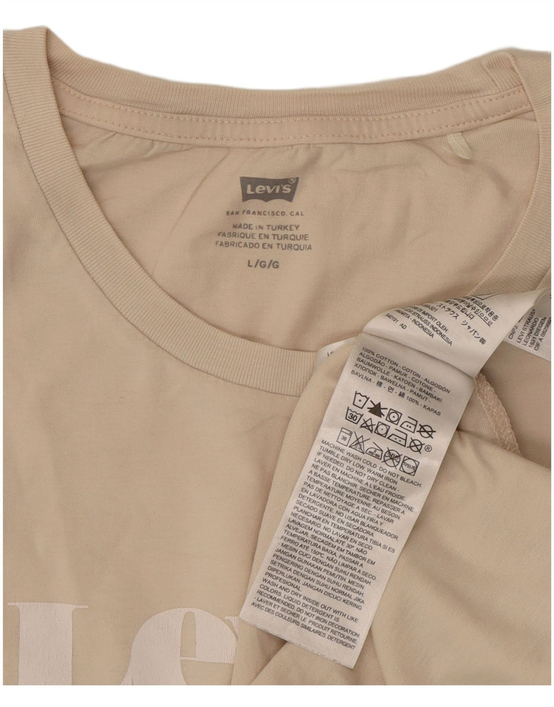 Levi's Damen-T-Shirt mit Grafik, groß, beige Baumwolle