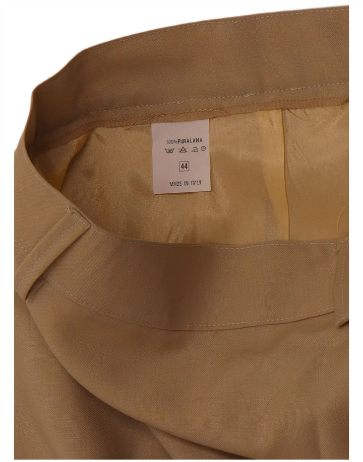 VINTAGE Damen Bleistiftrock IT 44 Medium W28 Braune Wolle