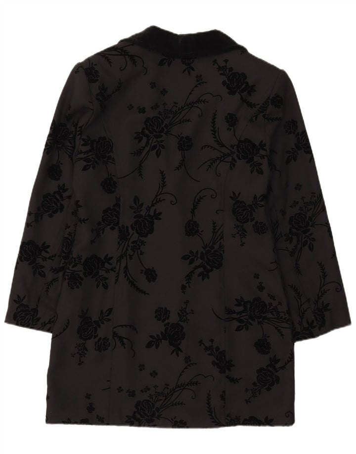 Together Damen Longline 2-Knopf-Blazer-Jacke, UK 12, mittelschwarz, geblümt