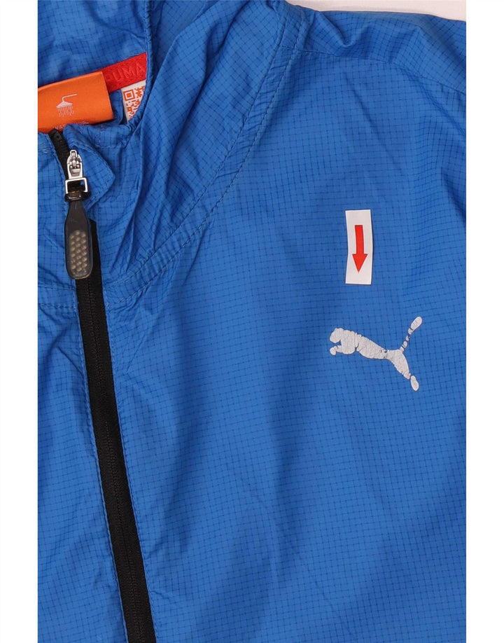 Puma Herren-Regenjacke mit Kapuze, UK 42, XL, blau kariertes Nylon