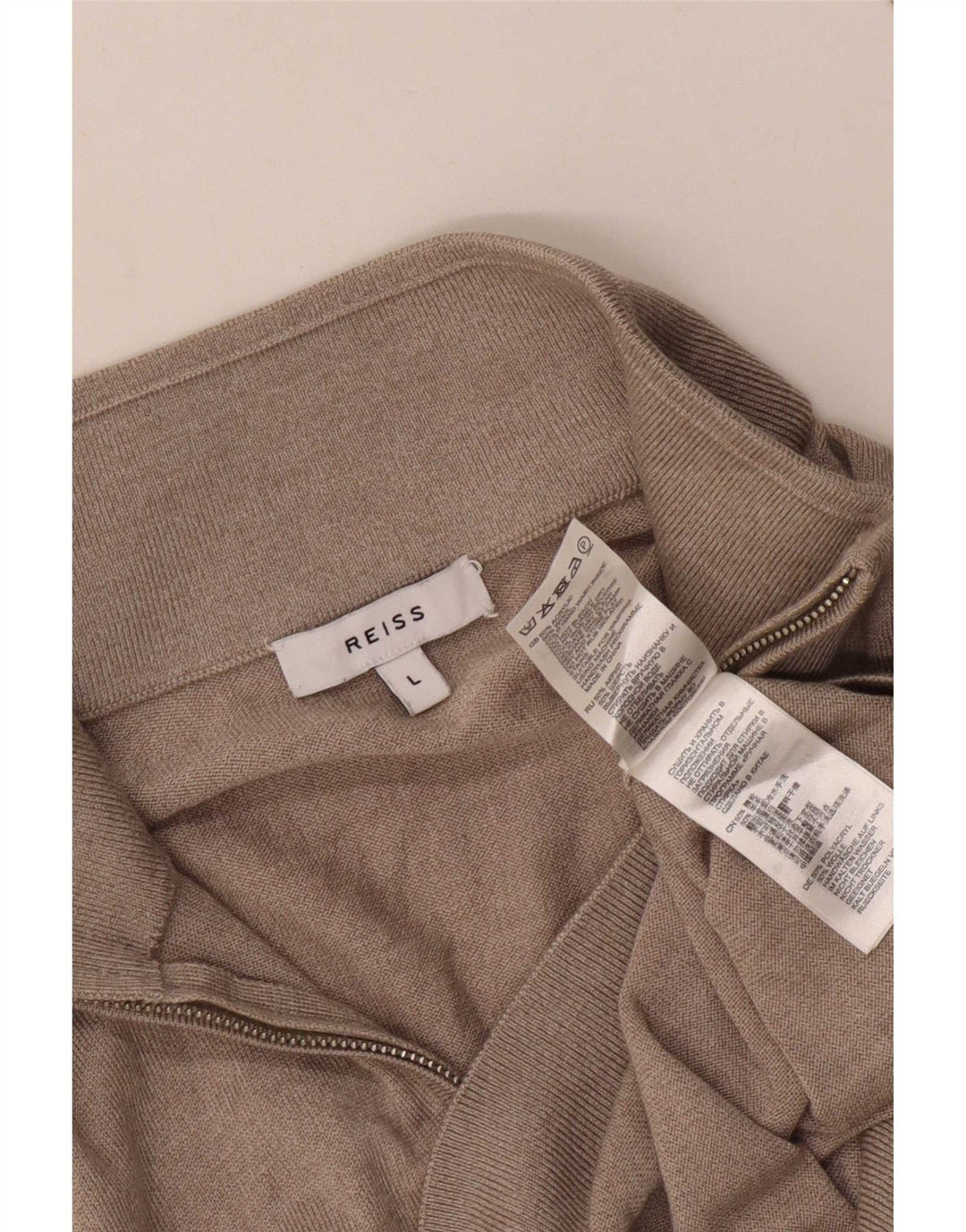 Reiss Herren-Pullover mit Reißverschluss am Hals, großes Beige, Acryl