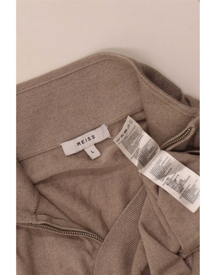 Reiss Herren-Pullover mit Reißverschluss am Hals, großes Beige, Acryl