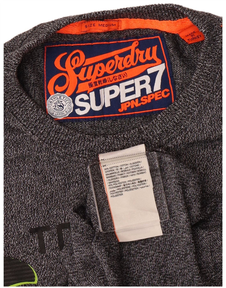 Superdry Herren Grafik-T-Shirt-Oberteil aus mittelgrau gesprenkelter Baumwolle