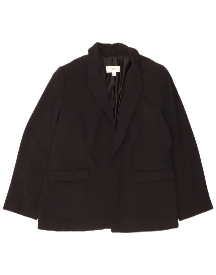 Marks & Spencer Offene Damen-Blazerjacke, UK 14, Größe L, Schwarz, Polyester