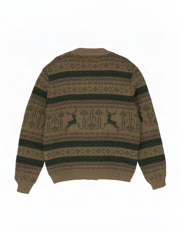 St. Peter Trachten Herren Strickjacke Medium Khaki Fair Isle Acryl