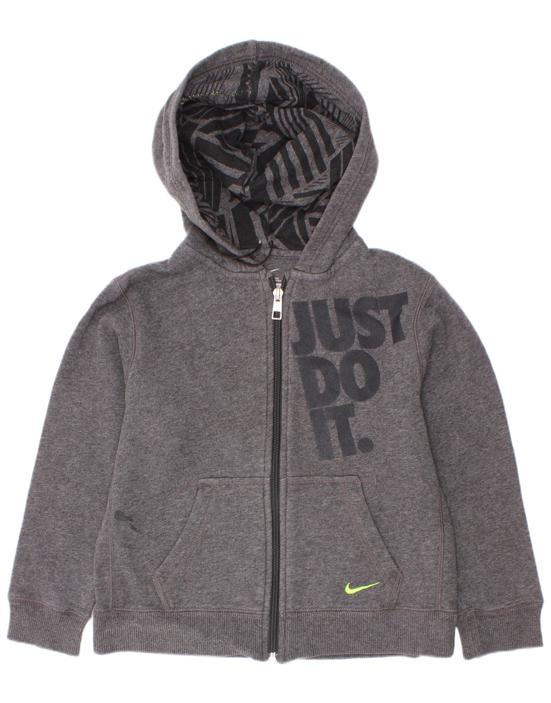 Nike Jungen-Kapuzenpullover mit grafischem Reißverschluss, 6–7 Jahre, Grau