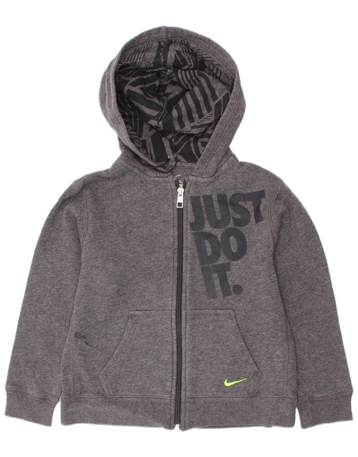 Nike Jungen-Kapuzenpullover mit grafischem Reißverschluss, 6–7 Jahre, Grau