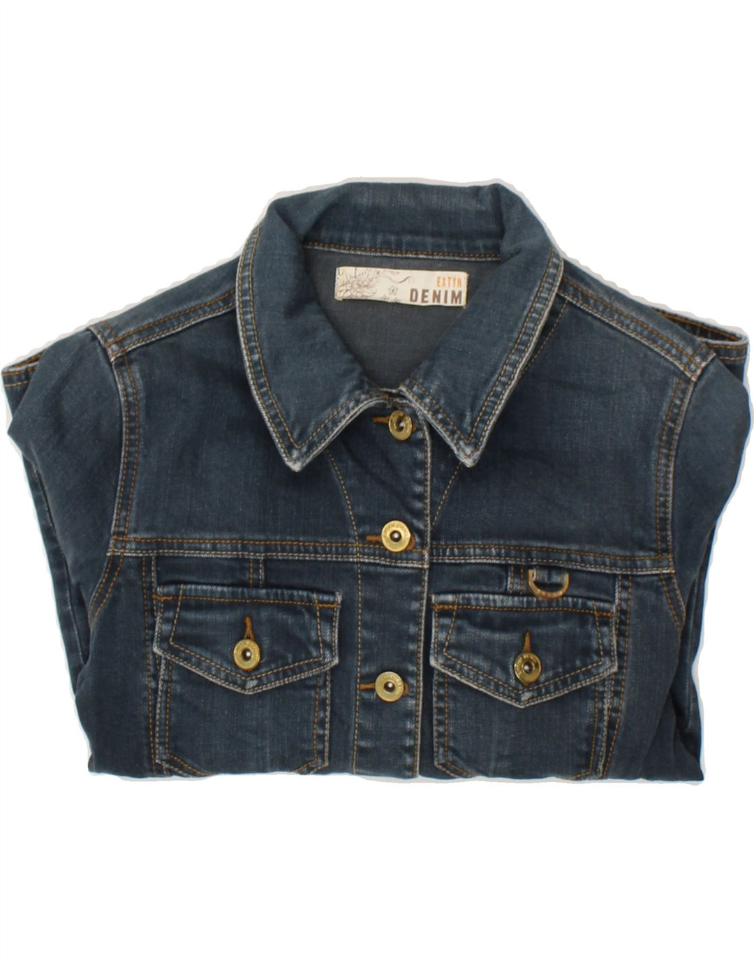 EXTYN Womens Denim Jacket UK 10 Small Navy Blue Vintage Extyn and Second-Hand Extyn from Messina Hembry 