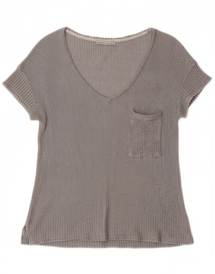 ZARA Womens Blouse Top UK 12 Medium Grey