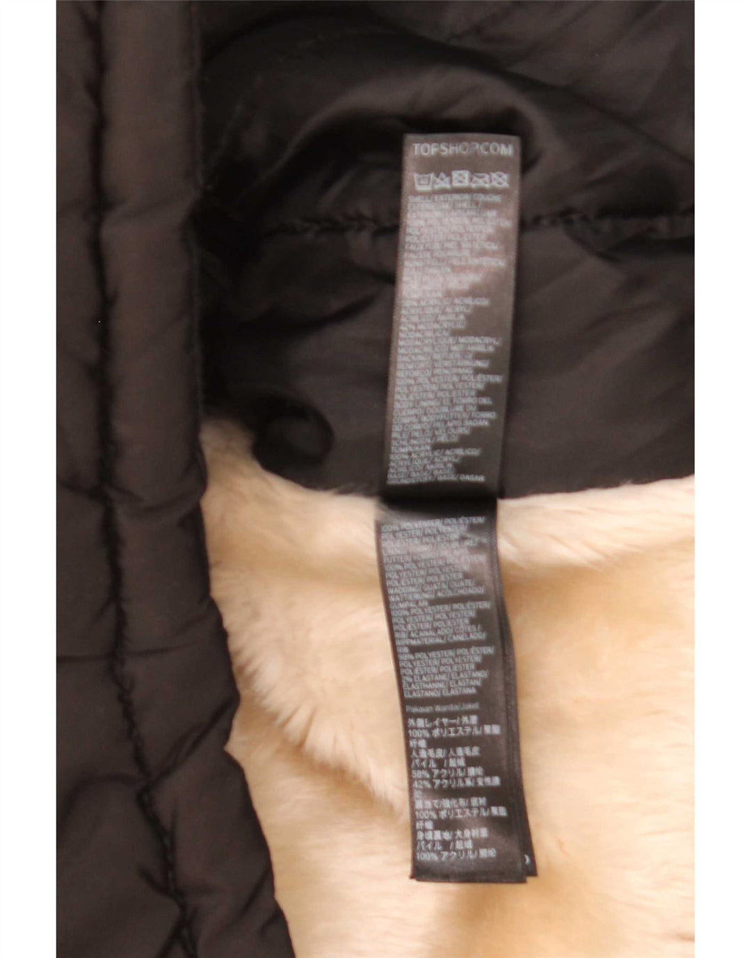 Topshop Damen-Kapuzen-Übergröße, gepolsterte Jacke, Größe S, Schwarz, Polyester