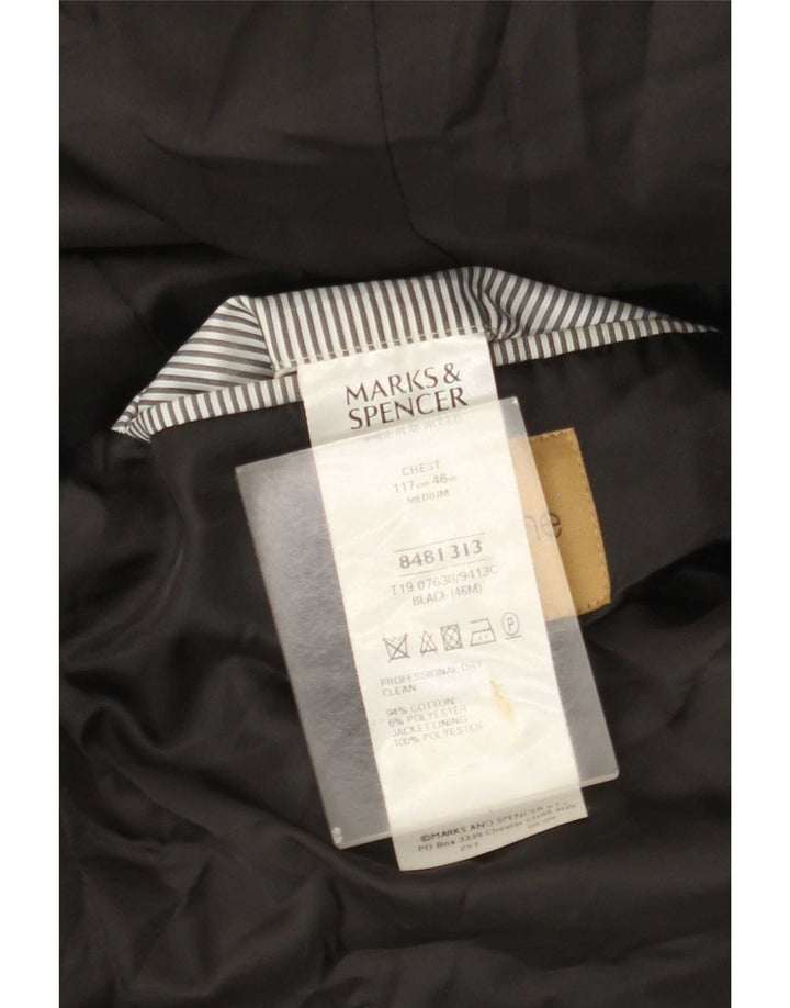 Marks & Spencer Herren-Blazer mit 2 Knöpfen, UK 46, XL, schwarze Baumwolle