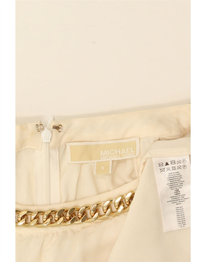 Michael Kors Damen ärmelloses Blusenoberteil UK 10 Small Off White Silk
