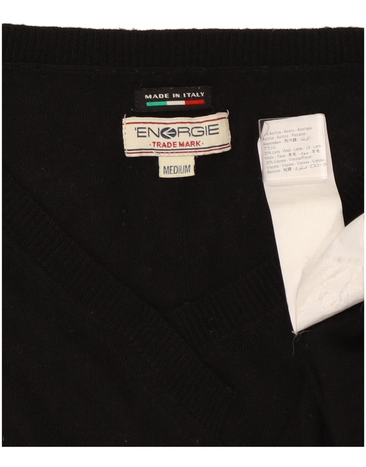 Energie Damen-Pullover mit V-Ausschnitt, Gr. 14, Mittelschwarz, Acryl