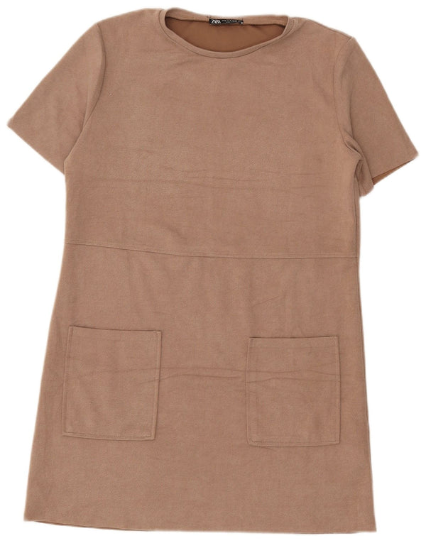 Zara Damen Etuikleid UK 14 Medium Beige Polyester