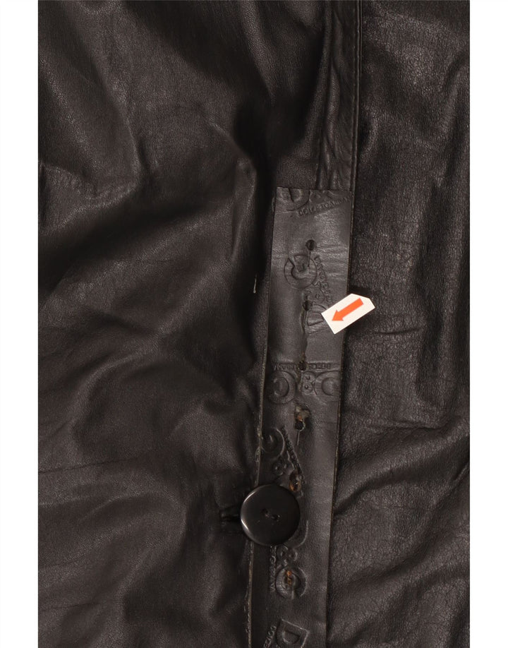 Vintage Damen Übergroße Lederjacke UK 18 XL Schwarzes Leder