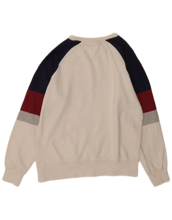 Ellesse Herren-Sweatshirt mit Grafik, Größe S, weiße Blockfarben-Baumwolle