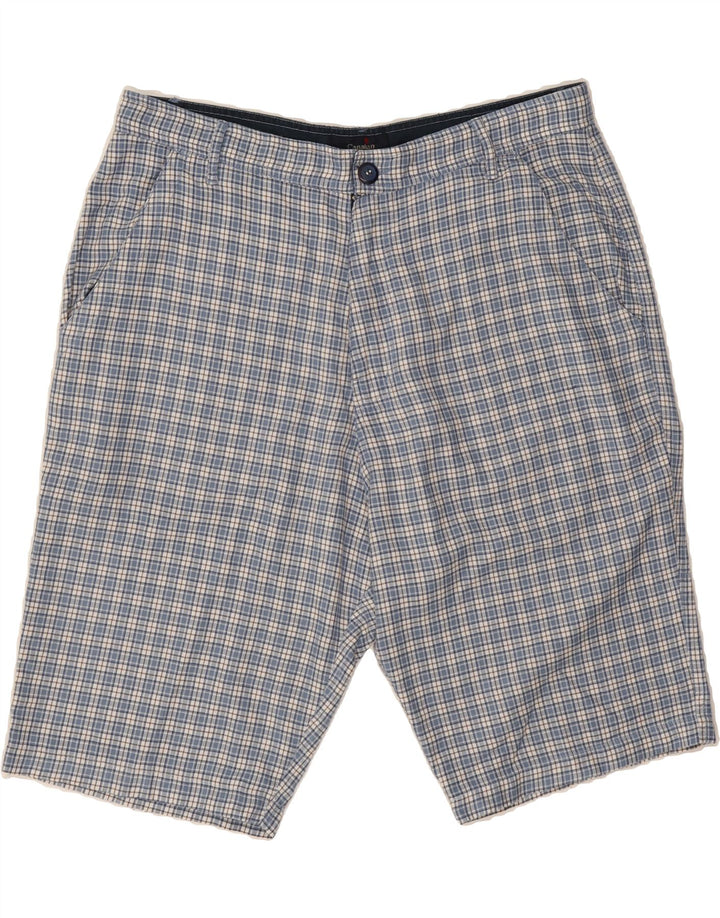 CANADIAN Mens Chino Shorts XL W37  Blue Check Rayon Vintage Canadian and Second-Hand Canadian from Messina Hembry 