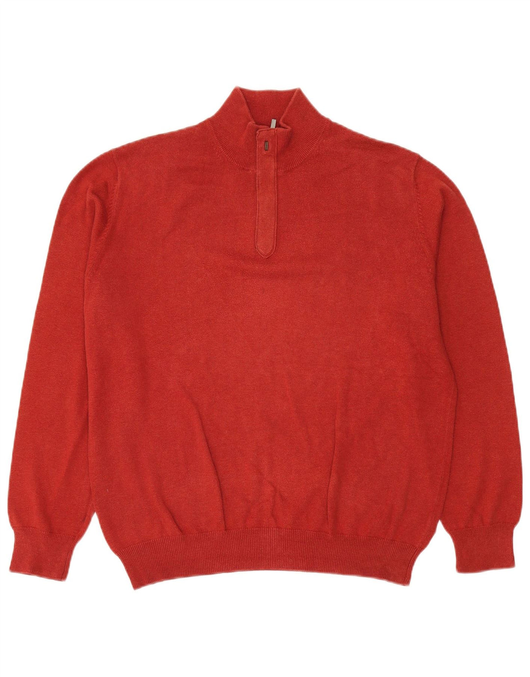 MASSIMO DUTTI Herren-Pullover mit Reißverschluss am Hals, große rote Baumwolle
