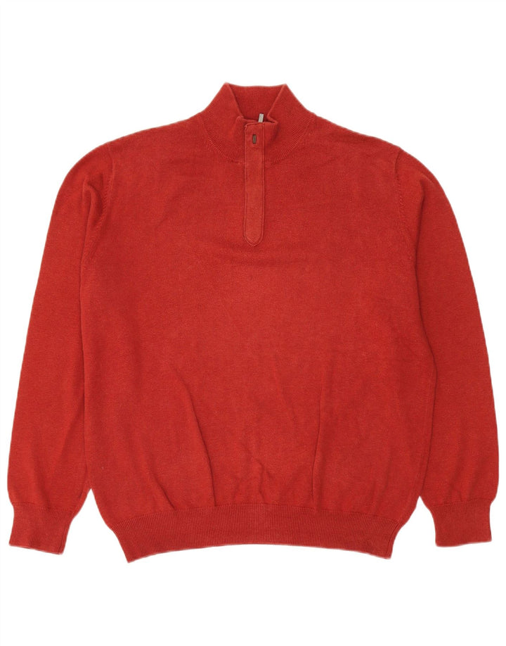 MASSIMO DUTTI Herren-Pullover mit Reißverschluss am Hals, große rote Baumwolle