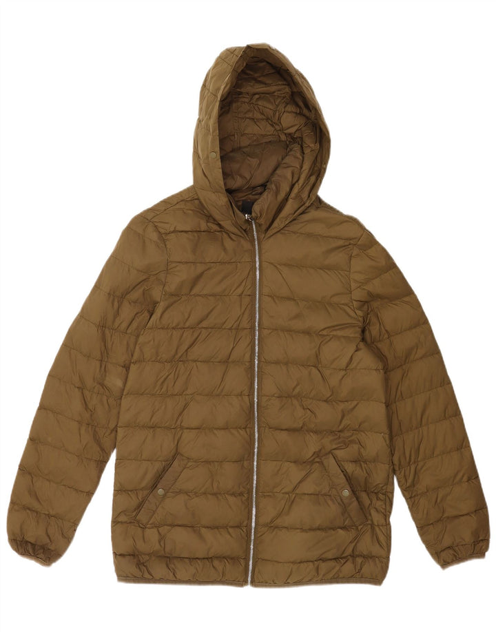 Zara Damen-Jacke mit Kapuze, gepolstert, UK 10, Größe S, Khaki, Polyester