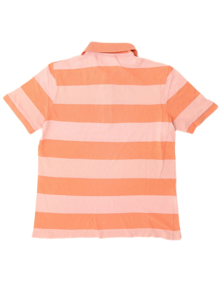 Lacoste Herren-Rugby-Poloshirt, Größe 3, klein, orange gestreift, Baumwolle