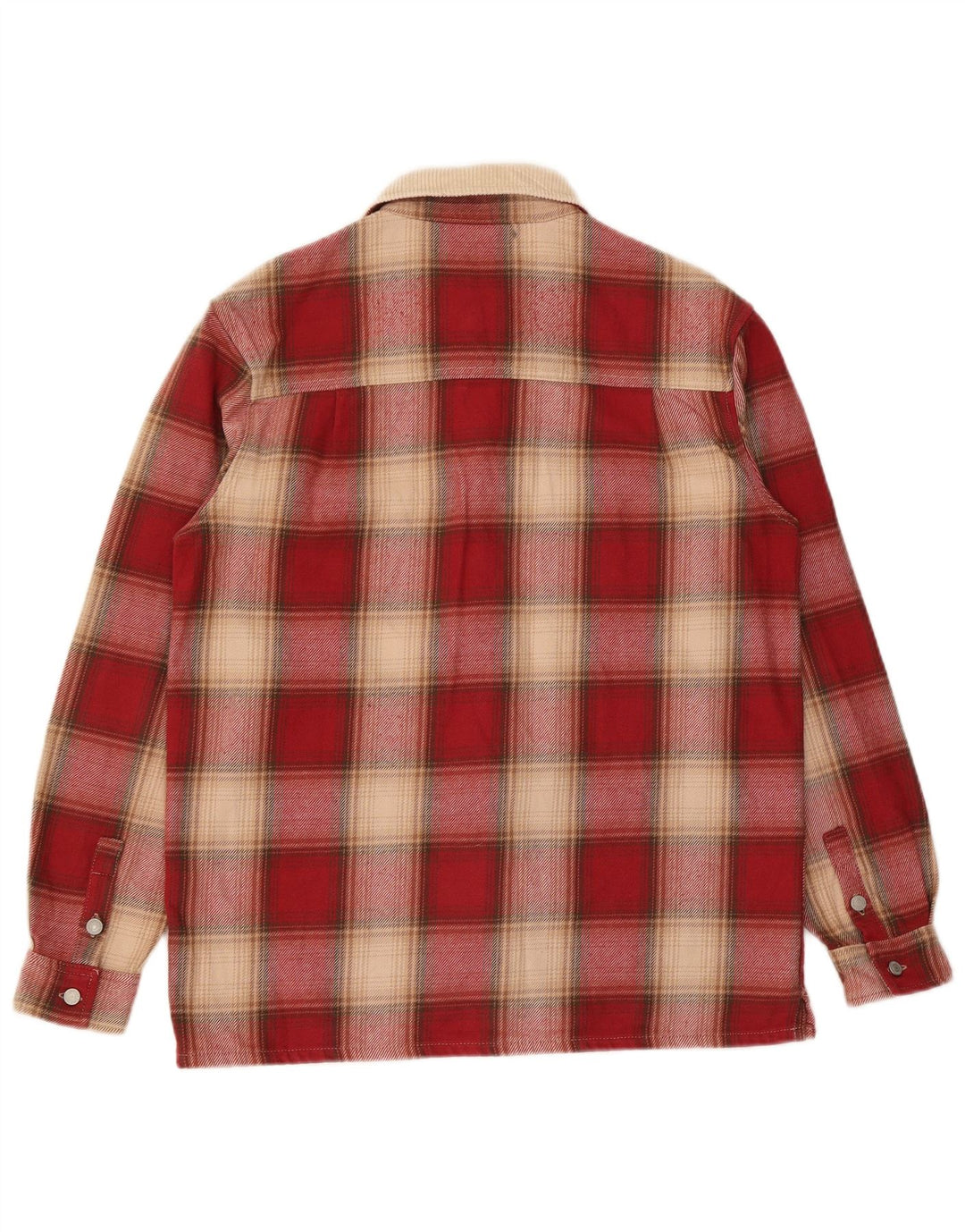 Zara Herren Overshirt Relaxed Fit Flanellhemd Mittelrot kariert