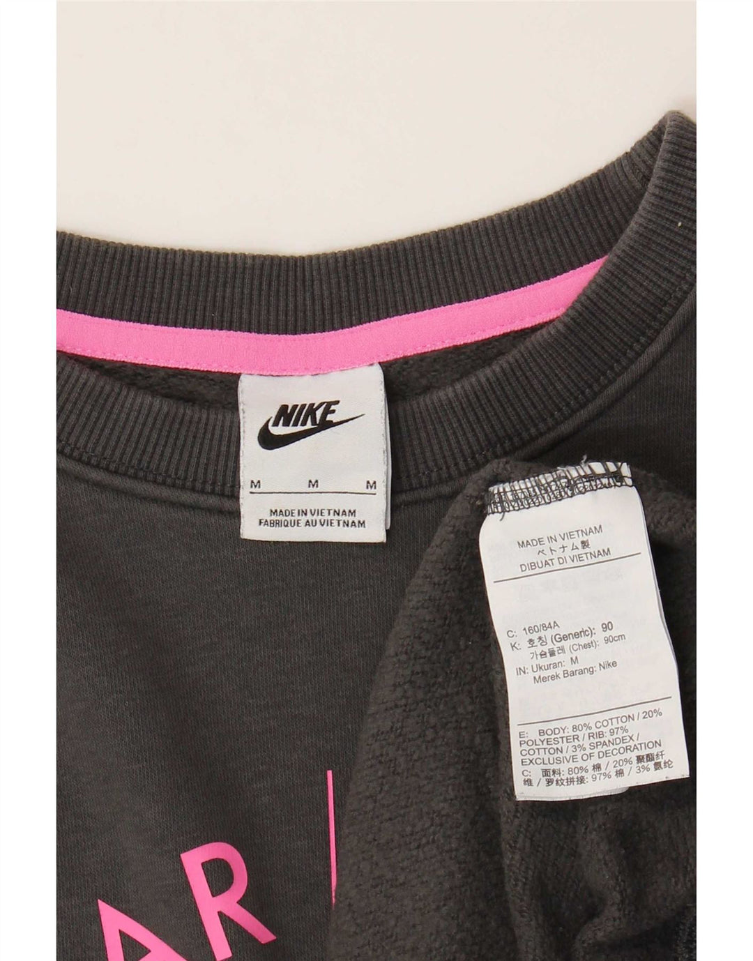 Nike Womens Graphic Oversized Sweatshirt Pullover UK 14 Mittelgraue Baumwolle