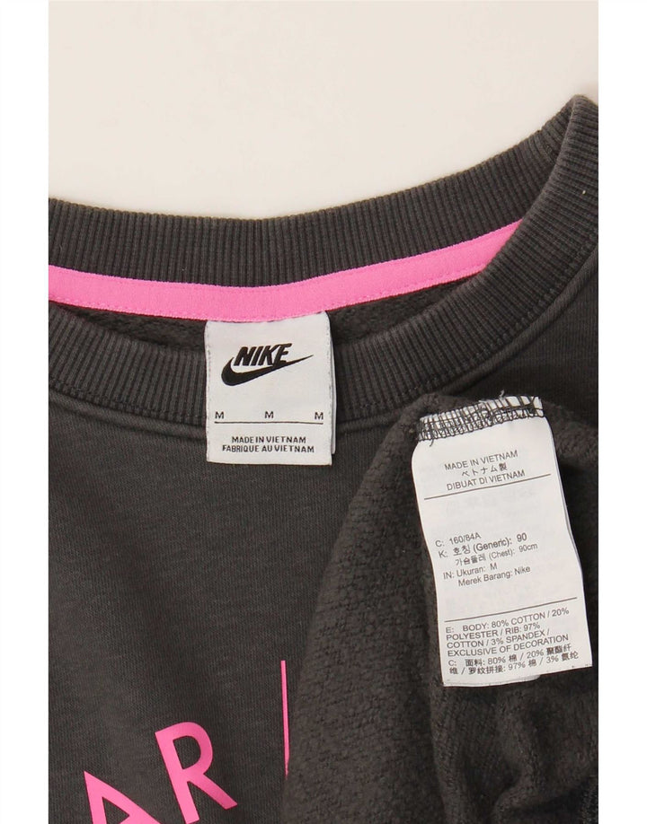 Nike Womens Graphic Oversized Sweatshirt Pullover UK 14 Mittelgraue Baumwolle