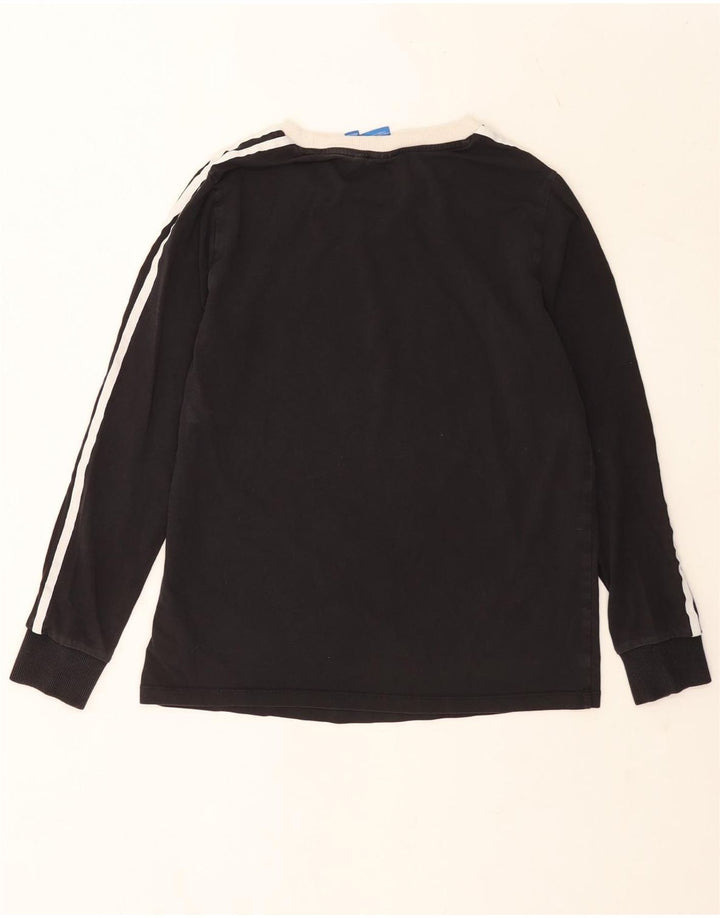 Adidas Damen Top Langarm UK 14 Medium Schwarz Baumwolle