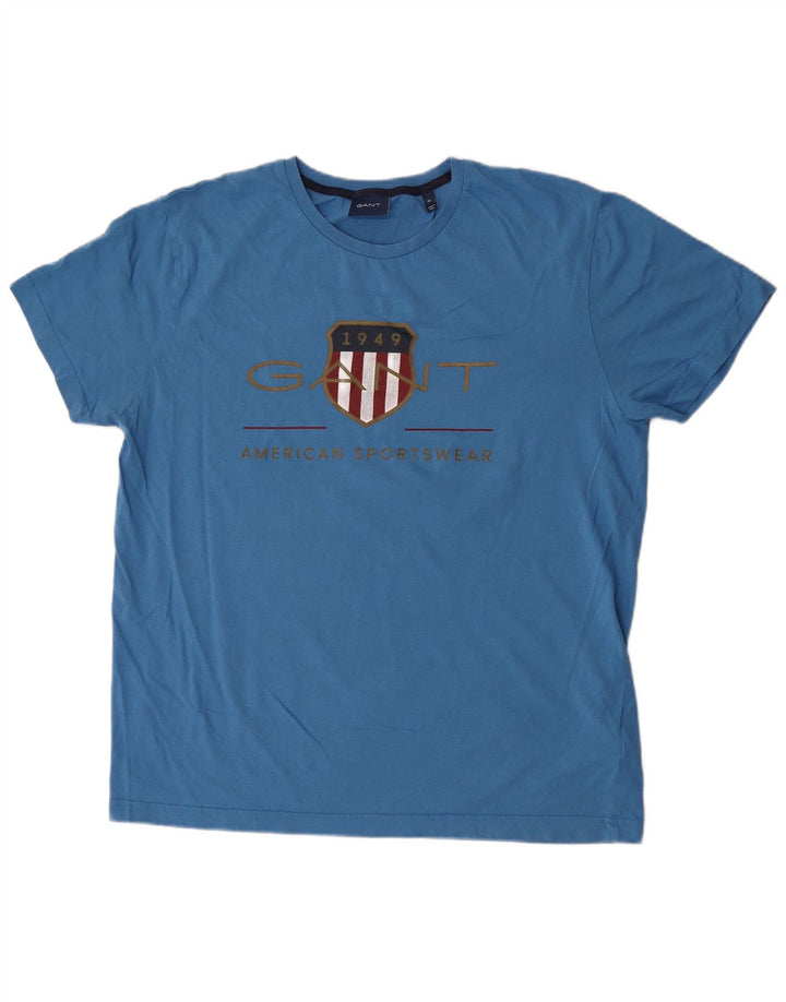 Gant Herren Grafik T-Shirt Top XL Blau Baumwolle
