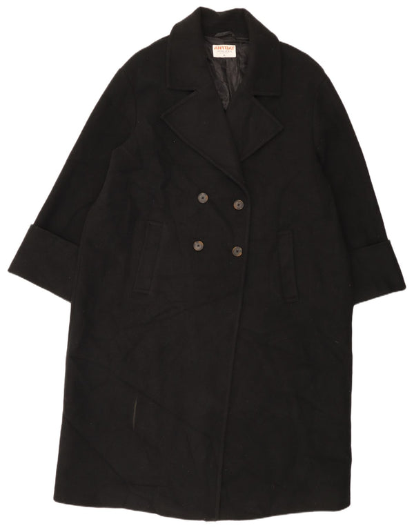 John Lewis Damen Übergroßer Zweireihermantel UK 18 XL Schwarz Polyester