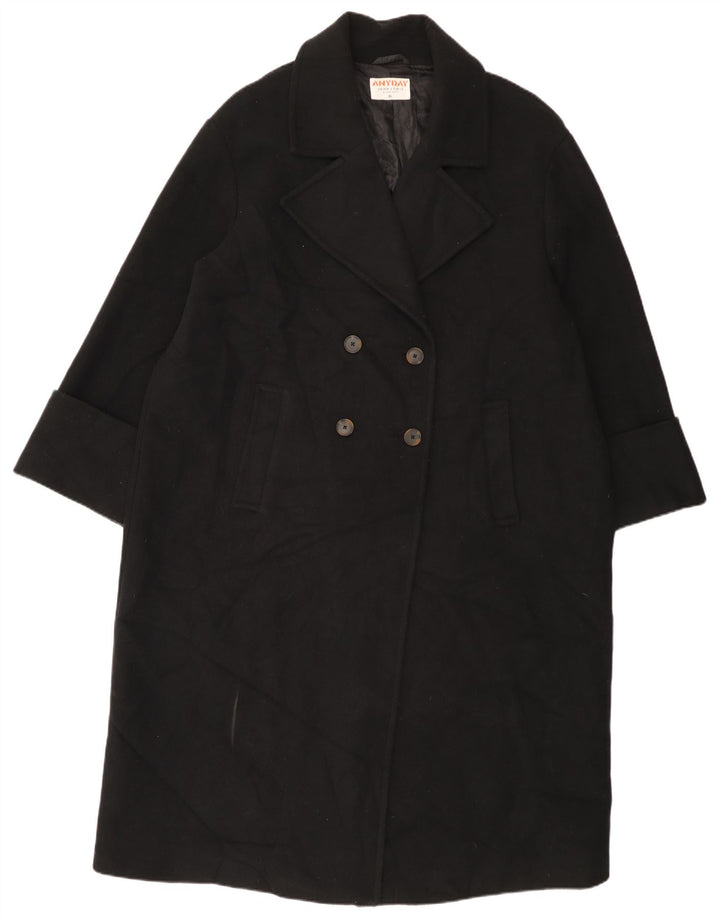 John Lewis Damen Übergroßer Zweireihermantel UK 18 XL Schwarz Polyester
